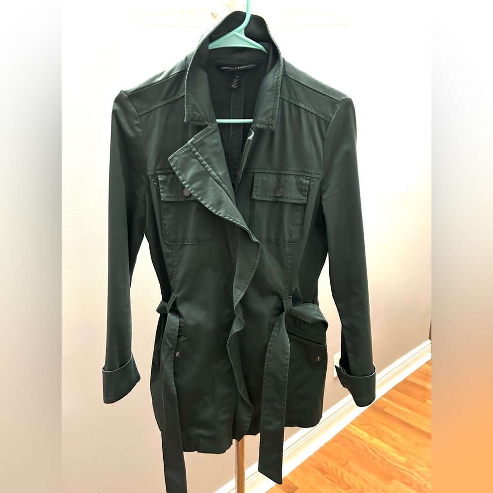 White House Black Market Cool Olive Utility Jacket with Pockets